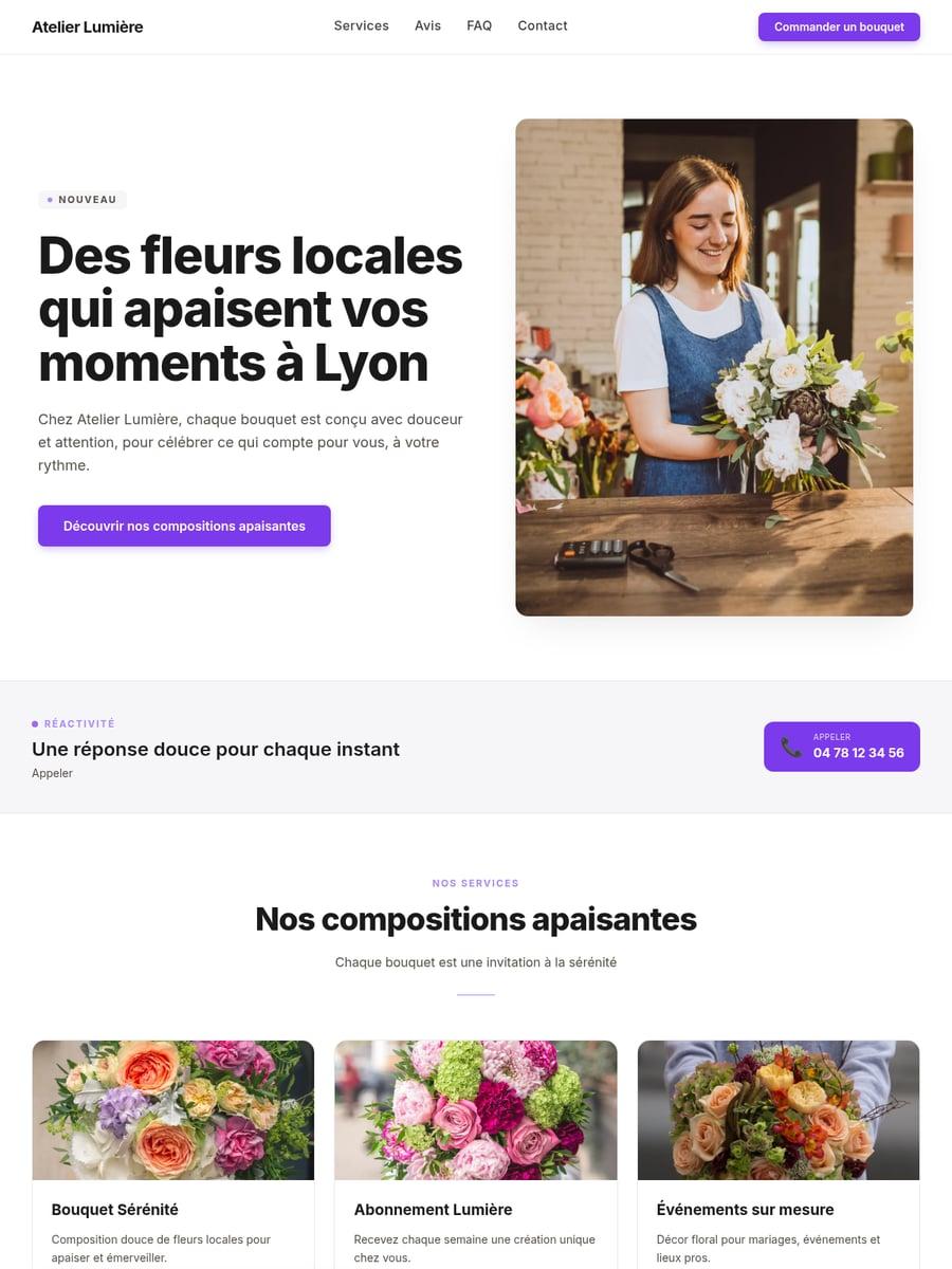 Aperçu du site AVYKO pour Fleuriste — style Fleuriste artisanal
